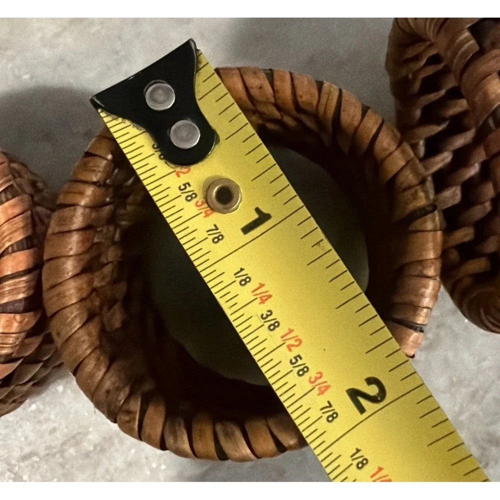 Set of 6 Woven Rattan Wicker Napkin Rings Brown Rustic Coastal Farmhouse Boho